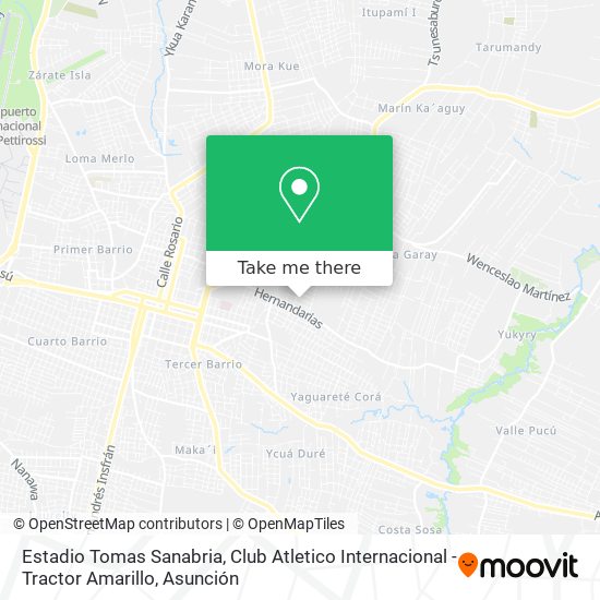 Estadio Tomas Sanabria, Club Atletico Internacional -Tractor Amarillo map