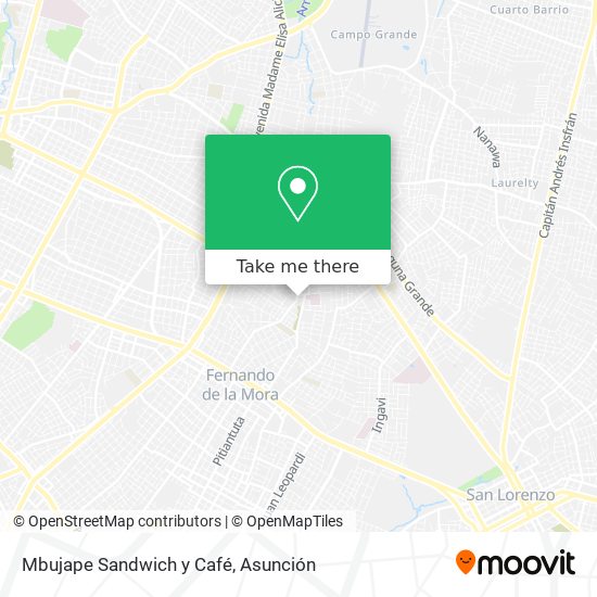 Mapa de Mbujape Sandwich y Café