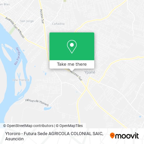 Mapa de Ytororo - Futura Sede AGRICOLA COLONIAL SAIC