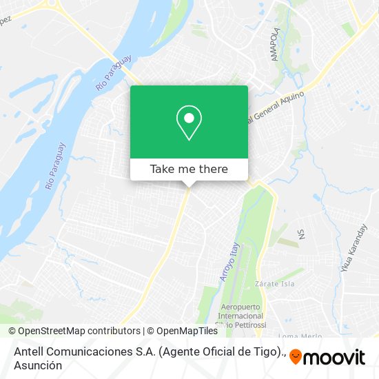 Mapa de Antell Comunicaciones S.A. (Agente Oficial de Tigo).