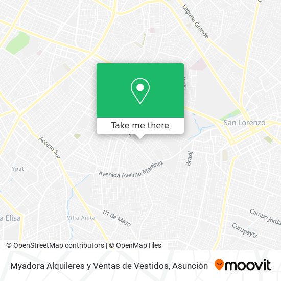 Mapa de Myadora Alquileres y Ventas de Vestidos