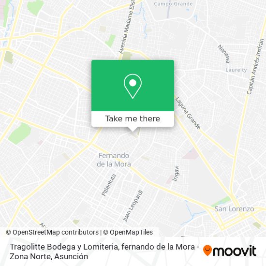 Tragolitte Bodega y Lomiteria, fernando de la Mora - Zona Norte map