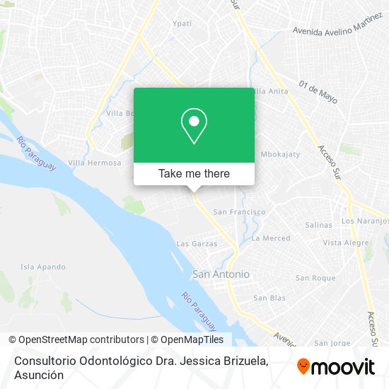 Mapa de Consultorio Odontológico Dra. Jessica Brizuela
