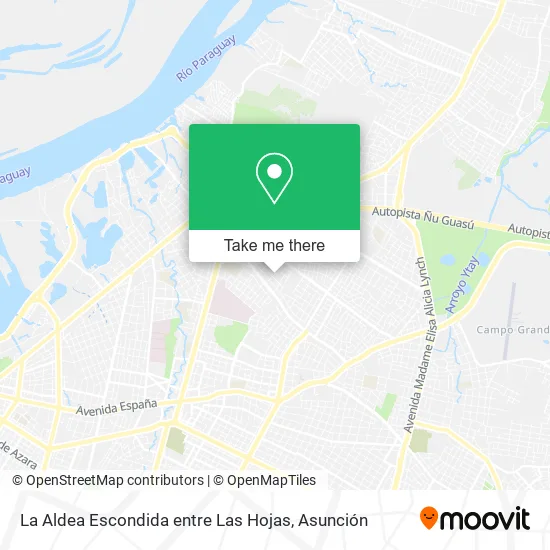La Aldea Escondida entre Las Hojas map