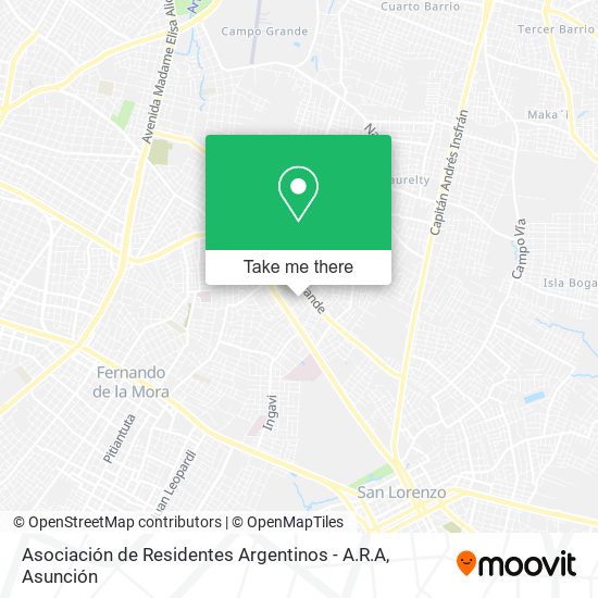 Asociación de Residentes Argentinos - A.R.A map