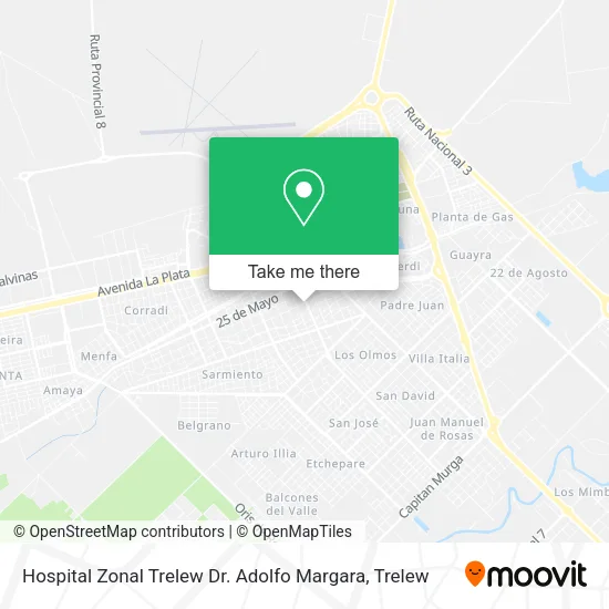 Mapa de Hospital Zonal Trelew Dr. Adolfo Margara