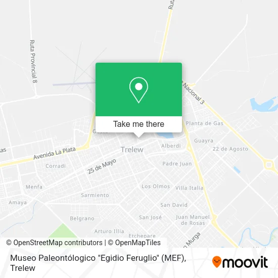 Mapa de Museo Paleontólogico "Egidio Feruglio" (MEF)