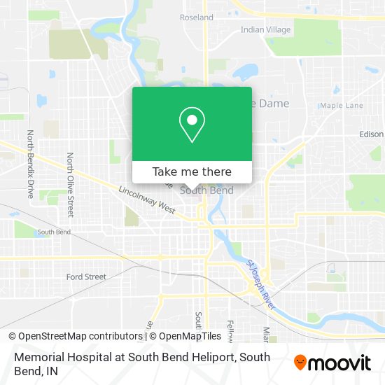 Memorial Hospital at South Bend Heliport map