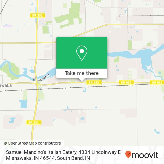 Mapa de Samuel Mancino's Italian Eatery, 4304 Lincolnway E Mishawaka, IN 46544