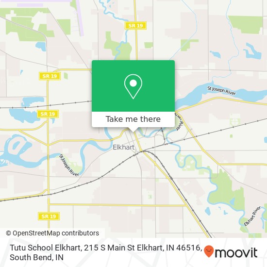 Mapa de Tutu School Elkhart, 215 S Main St Elkhart, IN 46516