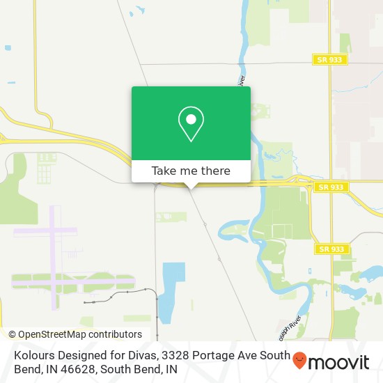 Mapa de Kolours Designed for Divas, 3328 Portage Ave South Bend, IN 46628