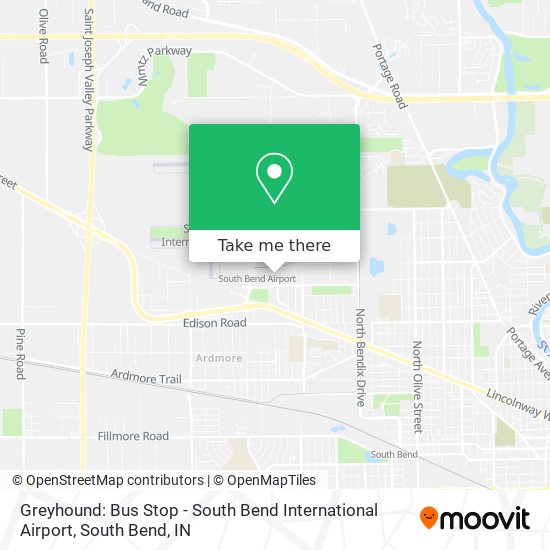 Greyhound: Bus Stop - South Bend International Airport map