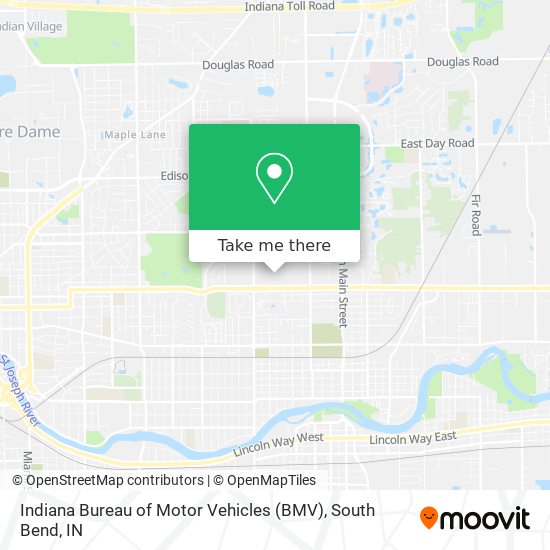 Indiana Bureau of Motor Vehicles (BMV) map
