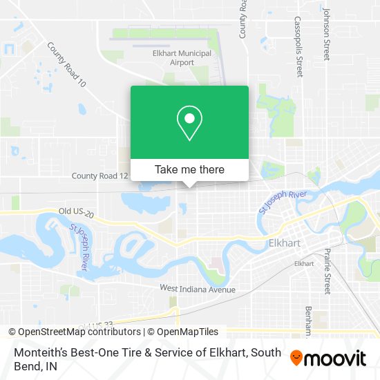 Monteith’s Best-One Tire & Service of Elkhart map