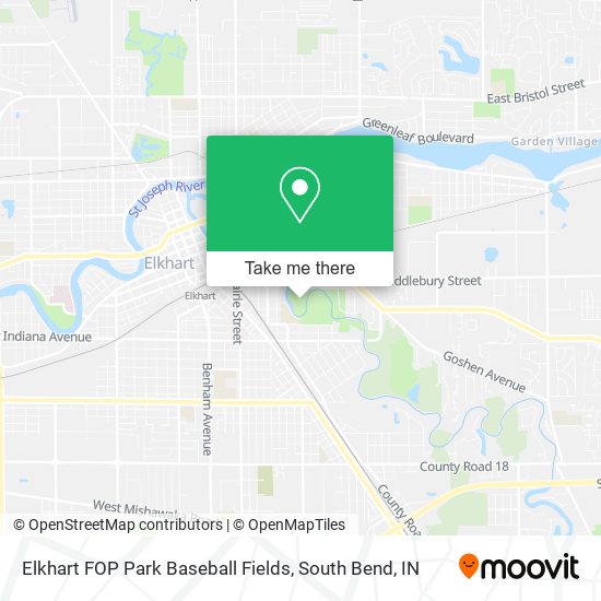 Elkhart FOP Park Baseball Fields map