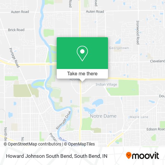 Howard Johnson South Bend map