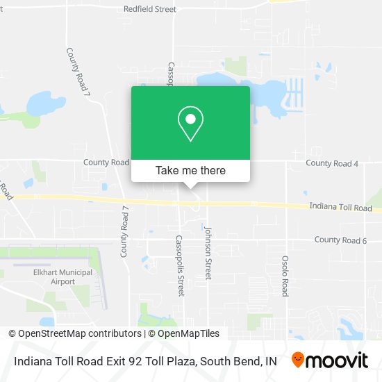 Indiana Toll Road Exit 92 Toll Plaza map