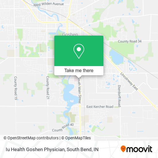 Mapa de Iu Health Goshen Physician