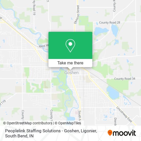 Mapa de Peoplelink Staffing Solutions - Goshen, Ligonier