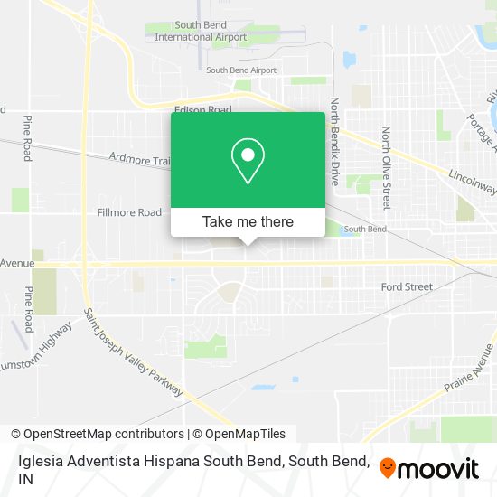 Mapa de Iglesia Adventista Hispana South Bend