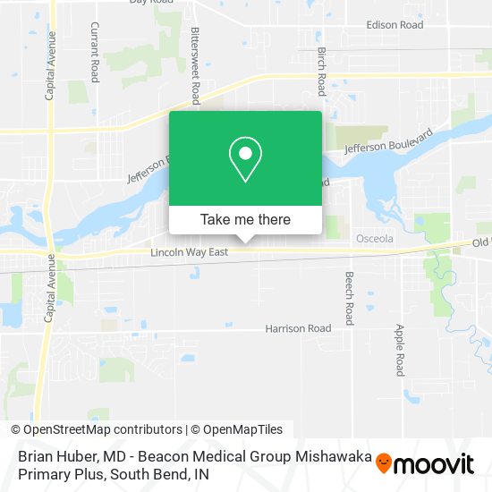 Brian Huber, MD - Beacon Medical Group Mishawaka Primary Plus map