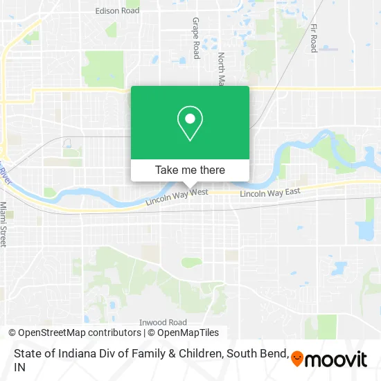 State of Indiana Div of Family & Children map