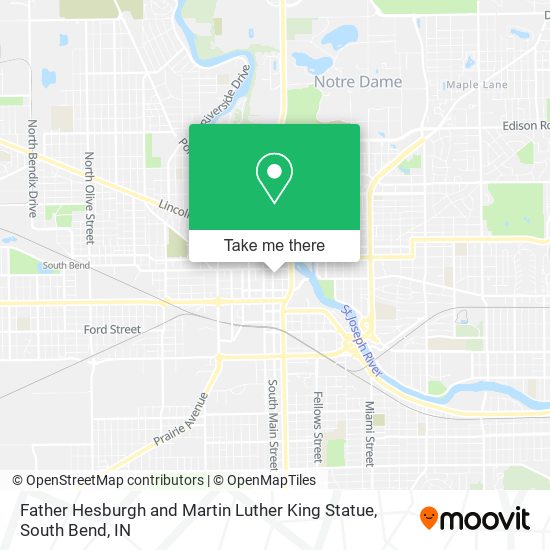 Father Hesburgh and Martin Luther King Statue map