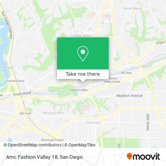 How to get to Amc Fashion Valley 18 in San Diego by Bus or Cable Car?