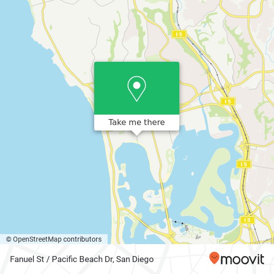 Fanuel St / Pacific Beach Dr map