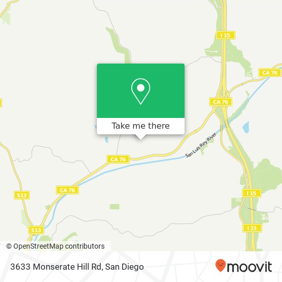 3633 Monserate Hill Rd map
