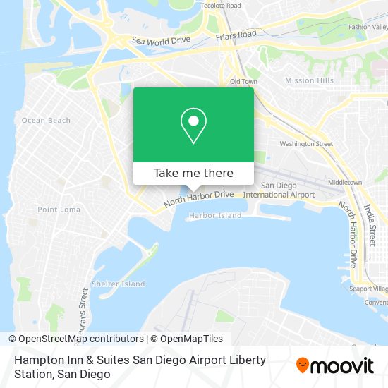 Mapa de Hampton Inn & Suites San Diego Airport Liberty Station