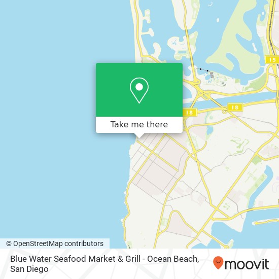 Blue Water Seafood Market & Grill - Ocean Beach map