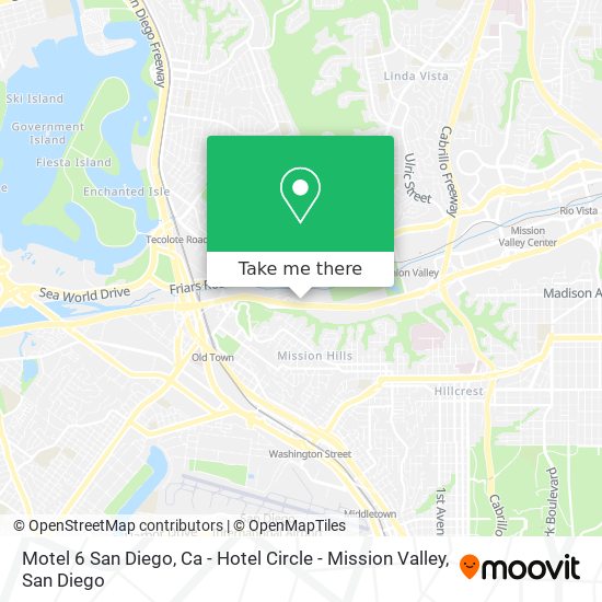 Mapa de Motel 6 San Diego, Ca - Hotel Circle - Mission Valley