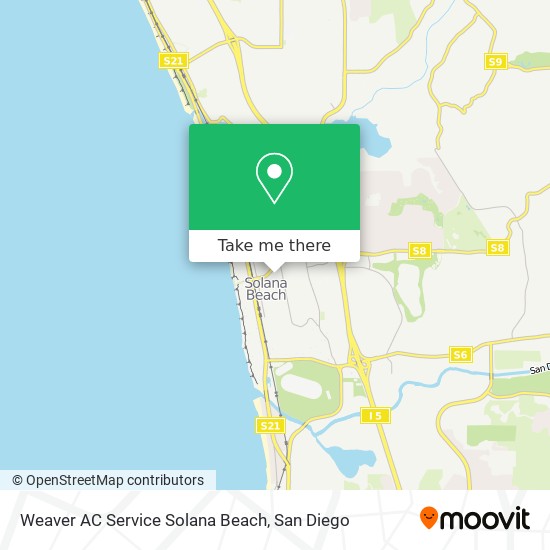 Weaver AC Service Solana Beach map