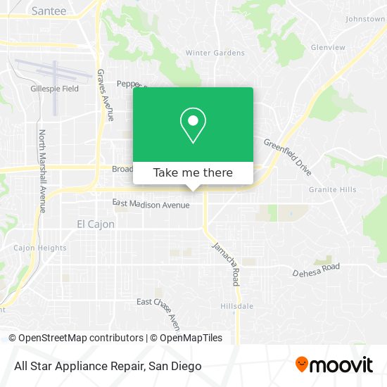 All Star Appliance Repair map