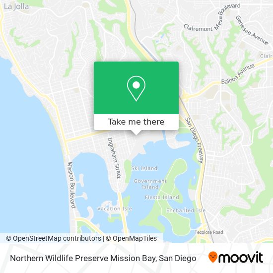 Mapa de Northern Wildlife Preserve Mission Bay