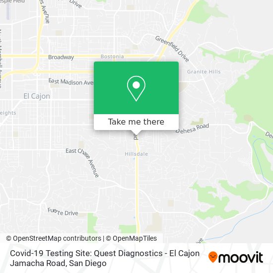 Mapa de Covid-19 Testing Site: Quest Diagnostics - El Cajon Jamacha Road