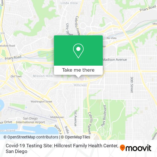 Covid-19 Testing Site: Hillcrest Family Health Center map
