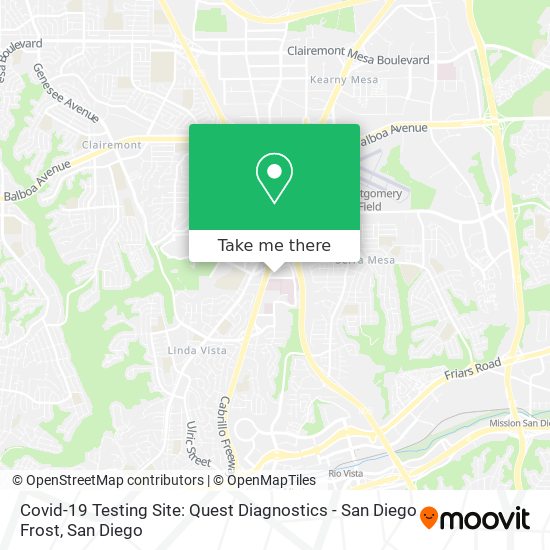 Mapa de Covid-19 Testing Site: Quest Diagnostics - San Diego Frost