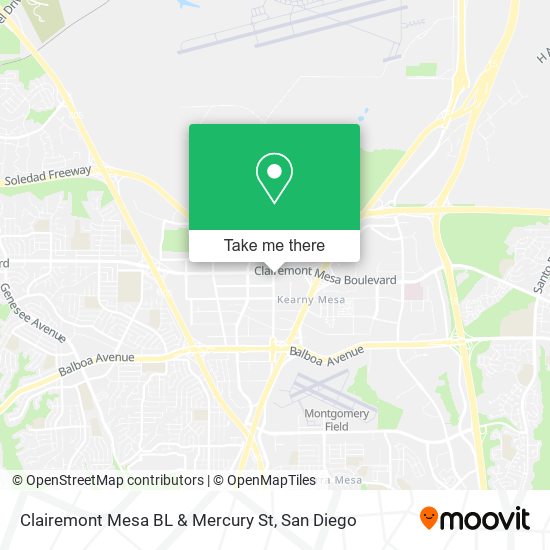 Clairemont Mesa BL & Mercury St map