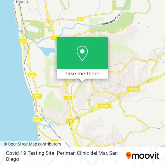 Covid-19 Testing Site: Perlman Clinic del Mar map