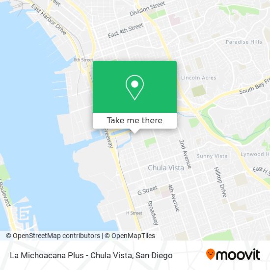 Mapa de La Michoacana Plus - Chula Vista