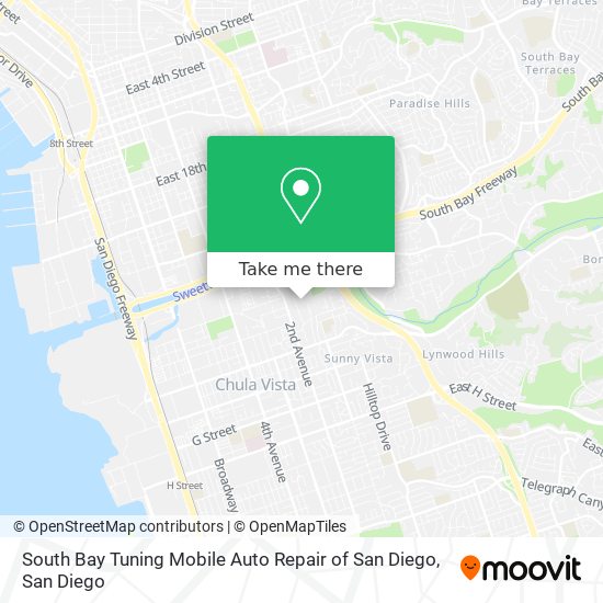 South Bay Tuning Mobile Auto Repair of San Diego map