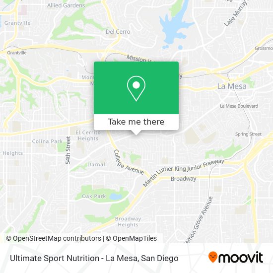 Mapa de Ultimate Sport Nutrition - La Mesa