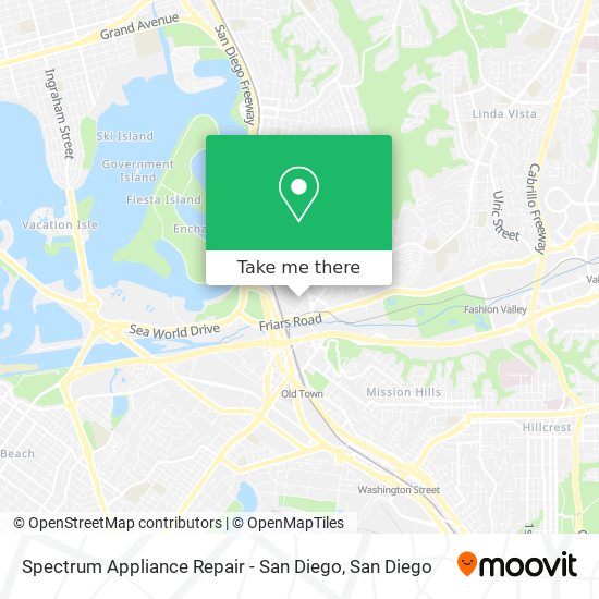 Mapa de Spectrum Appliance Repair - San Diego