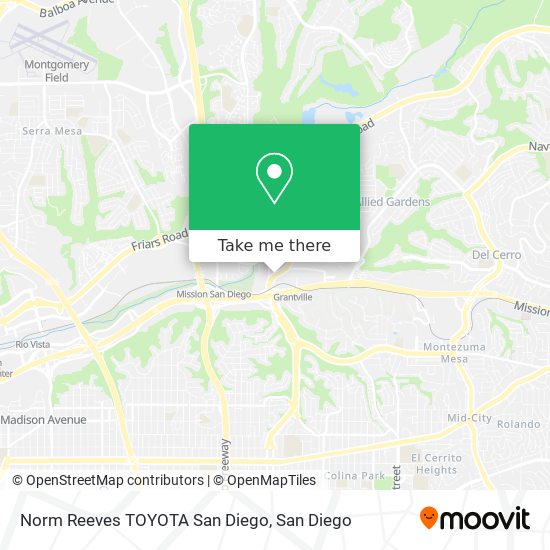 Norm Reeves TOYOTA San Diego map
