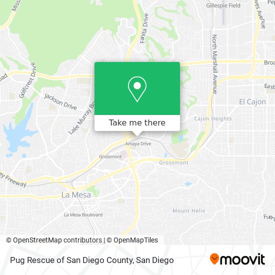 Pug Rescue of San Diego County map