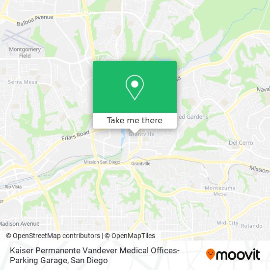 Kaiser Permanente Vandever Medical Offices-Parking Garage map