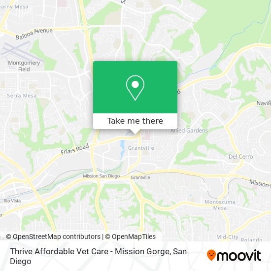 Thrive Affordable Vet Care - Mission Gorge map