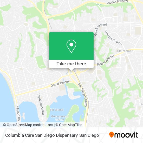 Columbia Care San Diego Dispensary map